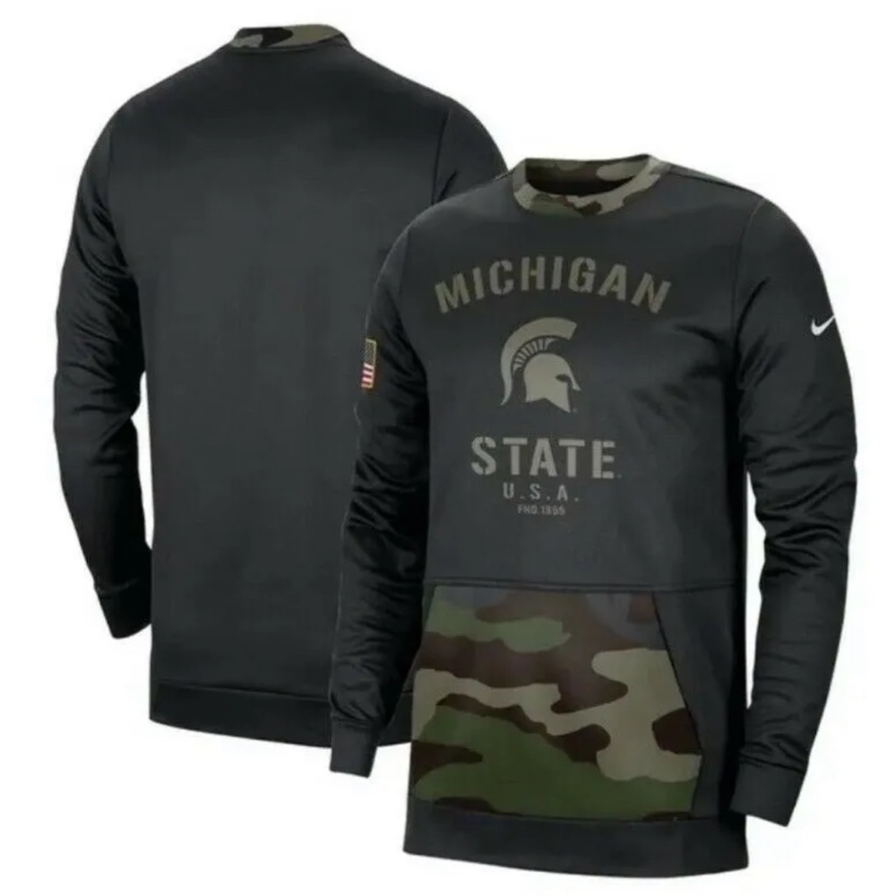 ✔️ NIKE MICHIGAN STATE SPARTANS MILITARY APPRECIATION SWEATSHIRT CAMO